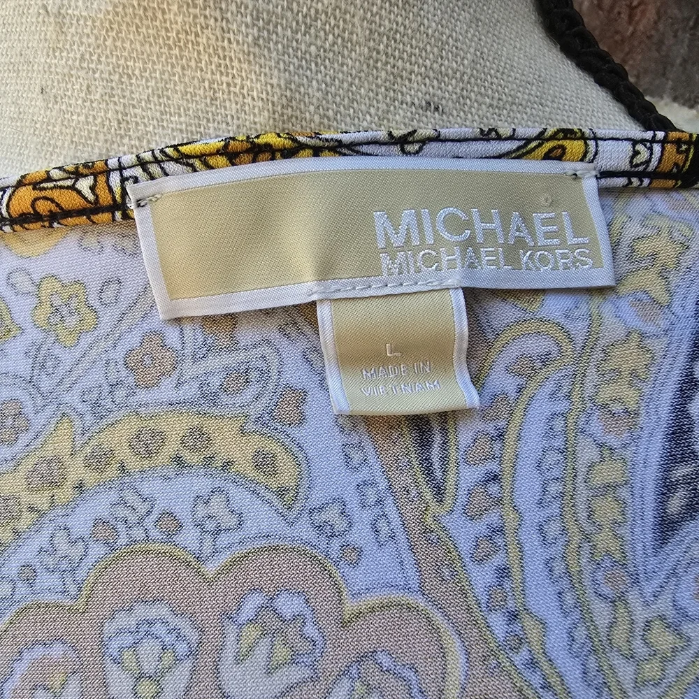 Michael Kors Yellow and Brown Paisley Top